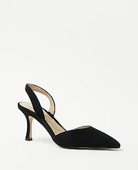 Ann Taylor Kerry Suede Slingback Pump Black Women's