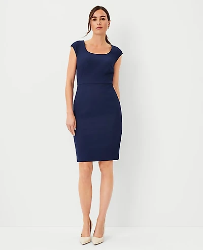 Ann Taylor The Scoop Neck Sheath Dress Bi-Stretch — Curvy Fit Pure Sapphire Women's