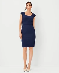 Ann Taylor The Scoop Neck Sheath Dress Bi-Stretch — Curvy Fit Pure Sapphire Women's