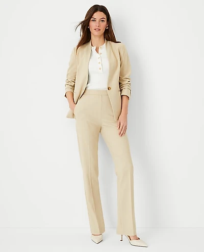 Ann Taylor The Tall Side Zip Straight Pant Bi-Stretch Toasted Oat Women's