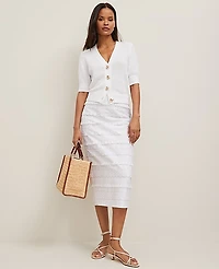 Ann Taylor Embroidered Column Midi Skirt White Women's