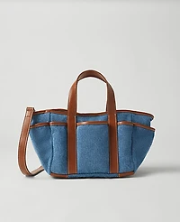 Ann Taylor Weekend Collection Mini Denim Tote Soft Denim Blue Women's