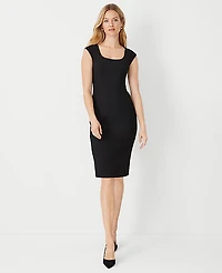 Ann Taylor The Scoop Neck Sheath Dress Bi-Stretch — Curvy Fit Black Women's