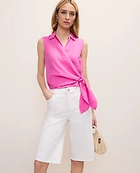 Ann Taylor Tie Waist Blouse Linen Women's