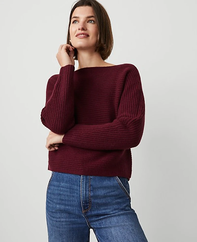 Ann Taylor Cashmere Dolman Sweater Size Large Rich Cranberry Women's