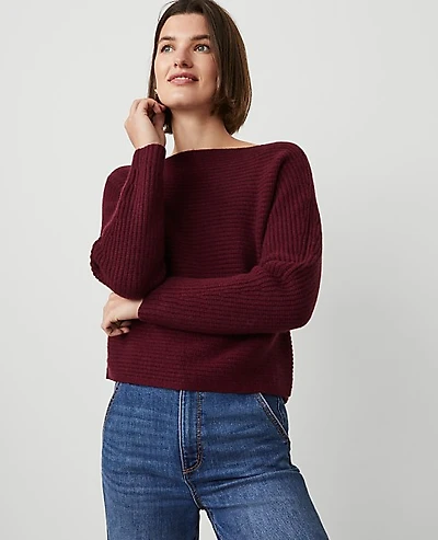 Ann Taylor Cashmere Dolman Sweater Size Large Rich Cranberry Women's
