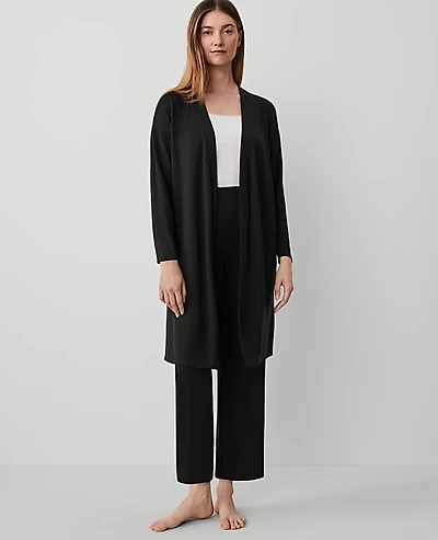 Ann Taylor Shawl Collar Duster Black Women's