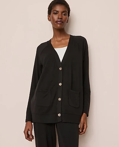 Ann Taylor Button Lounge Cardigan Black Women's