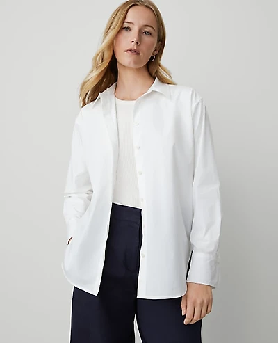 Ann Taylor Weekend Oversized Shirt White Women's