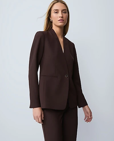 Ann Taylor The Cutaway Blazer in Fluid Crepe Size 12 Pure Chocolate Women's