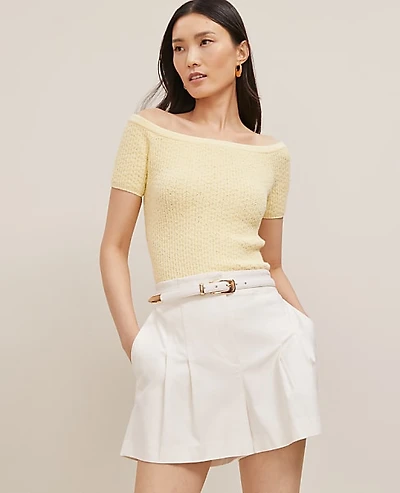 Ann Taylor Textured Off-The-Shoulder Sweater Size XL Yellow Buttercream Women's
