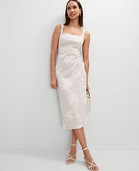 Ann Taylor Knotted Linen Blend Pencil Skirt Size 14 White Women's