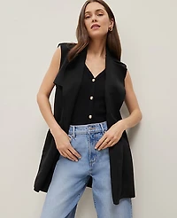Ann Taylor Trench Vest Size Medium Black Women's