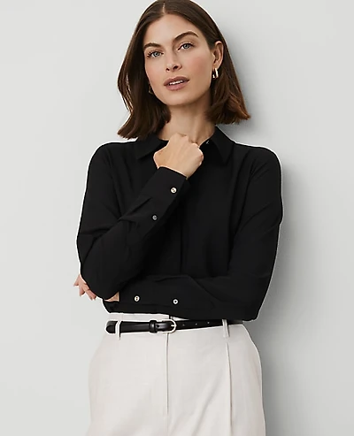 Ann Taylor Satin Modern Shirt Women's
