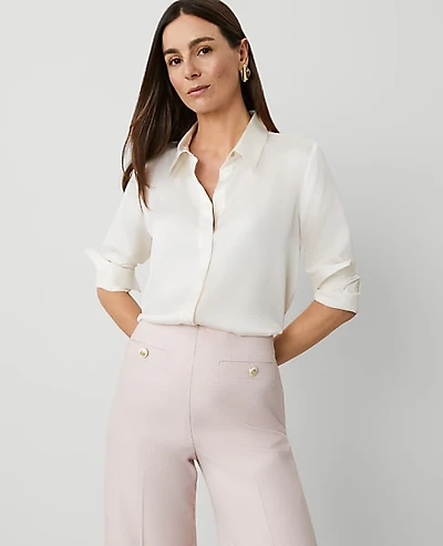 Ann Taylor Satin Modern Shirt Women's