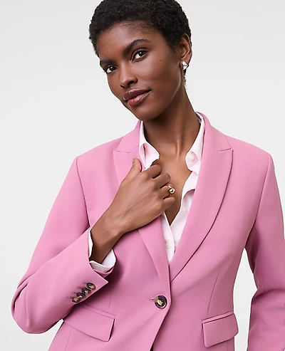 Ann Taylor The Shorter Single Button Blazer Fluid Crepe Smokey Rose Women's