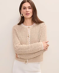 Ann Taylor Scalloped Trim Cardigan Women's