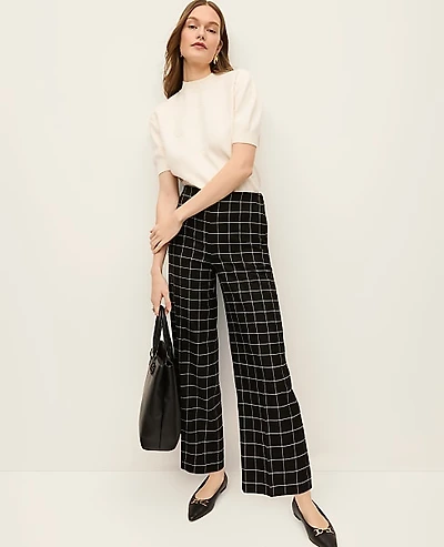 Ann Taylor The Grace Straight Pant Windowpane Black/White Window Check Women's