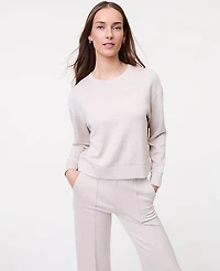 Ann Taylor Petite Weekend Crew Neck Sweatshirt CloudPlush Muted Taupe Heather Women's