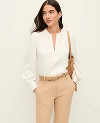 Ann Taylor Lace Embroidered Blouse Winter White Women's