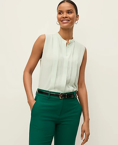 Ann Taylor Petite Pintucked Sleeveless Shirt Women's