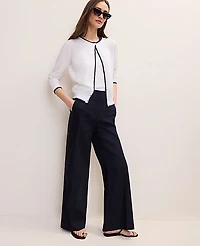 Ann Taylor Tipped Cardigan White/Black Multi Women's