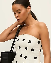 Ann Taylor Dotted Strapless Linen Blend Top Size 10 Winter White Women's