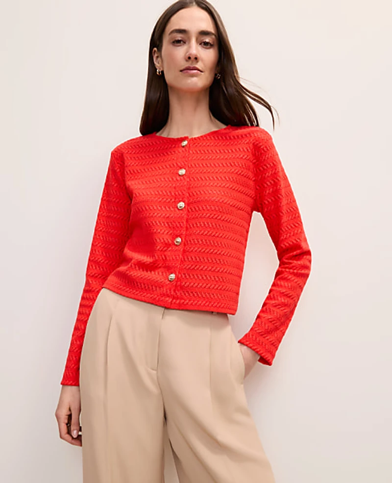 Ann Taylor Textured Knit Cardigan Women's