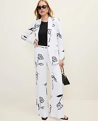 Ann Taylor The Wide-Leg Pant Floral Print White-Black Women's
