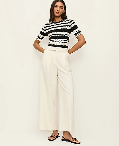 Ann Taylor The Belted Wide-Leg Ankle Pant Winter White Women's