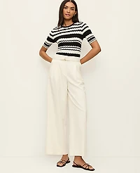 Ann Taylor The Belted Wide-Leg Ankle Pant Winter White Women's