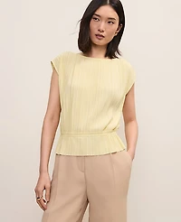 Ann Taylor Pleated Ruffle Top Size XL Yellow Buttercream Women's