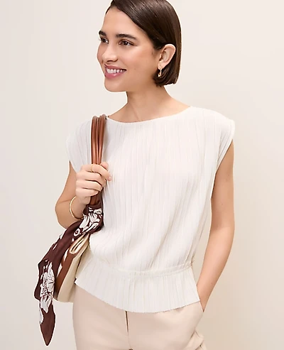 Ann Taylor Pleated Ruffle Top Women's