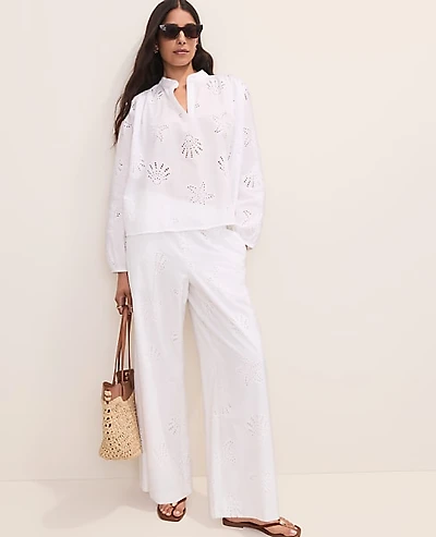 Ann Taylor The Eyelet Easy Palazzo Pant White 9000 Women's