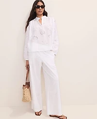 Ann Taylor The Eyelet Easy Palazzo Pant White 9000 Women's