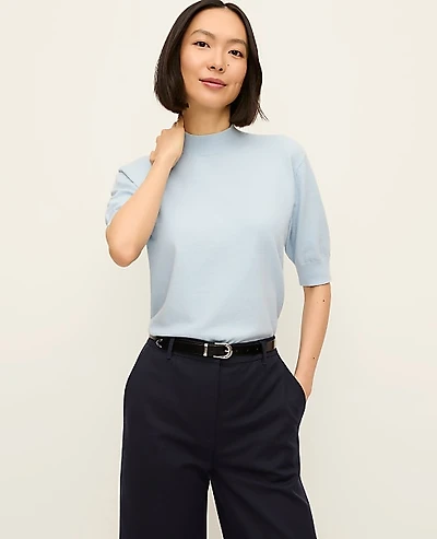 Ann Taylor Mock Neck Sweater T-Shirt Women's