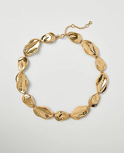 Ann Taylor Textured Disc Necklace Goldtone Women's