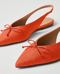 Ann Taylor Straw Bow Slingback Flat Aperol Women's