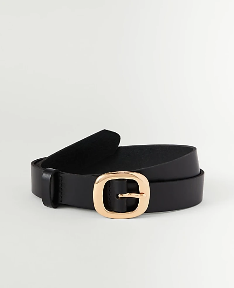 Ann Taylor Leather Square Buckle Belt Women's