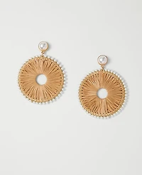 Ann Taylor Straw Pearl Embellished Drop Earrings Natural Women's