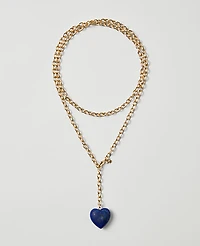 Ann Taylor Double Wrap Heart Pendant Necklace Goldtone Women's