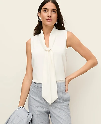 Ann Taylor Petite Bow Neck Shell Top Women's