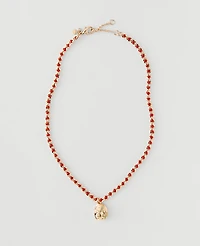 Ann Taylor Beaded Pendant Necklace Goldtone Women's