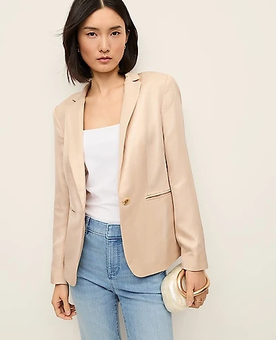 Ann Taylor The Hutton Blazer Shine Pale Sandalwood Women's