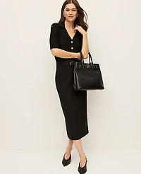 Ann Taylor Belted Midi Pencil Skirt Black Women's