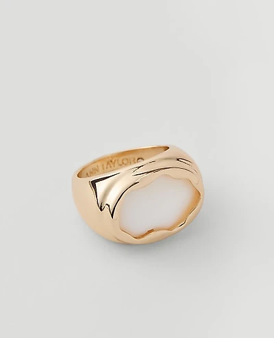 Ann Taylor Metal Stone Ring Ivory Women's