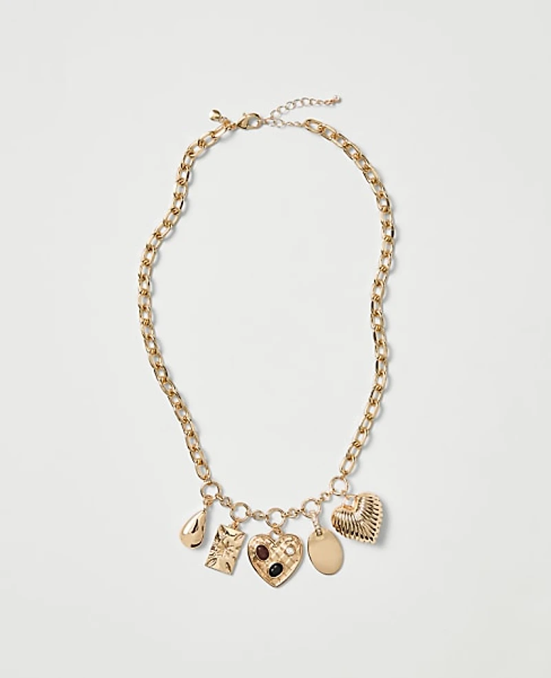 Ann Taylor Charm Necklace Goldtone Women's