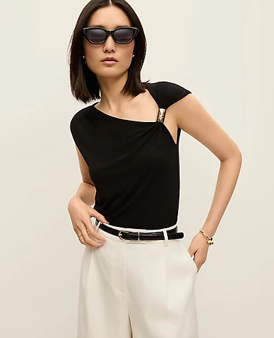 Ann Taylor Petite Asymmetric Draped Top Women's