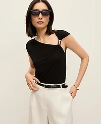 Ann Taylor Petite Asymmetric Draped Top Women's