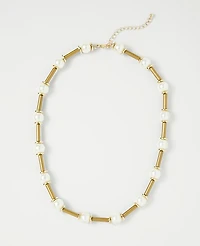 Ann Taylor Pearl Tube Necklace Goldtone Women's